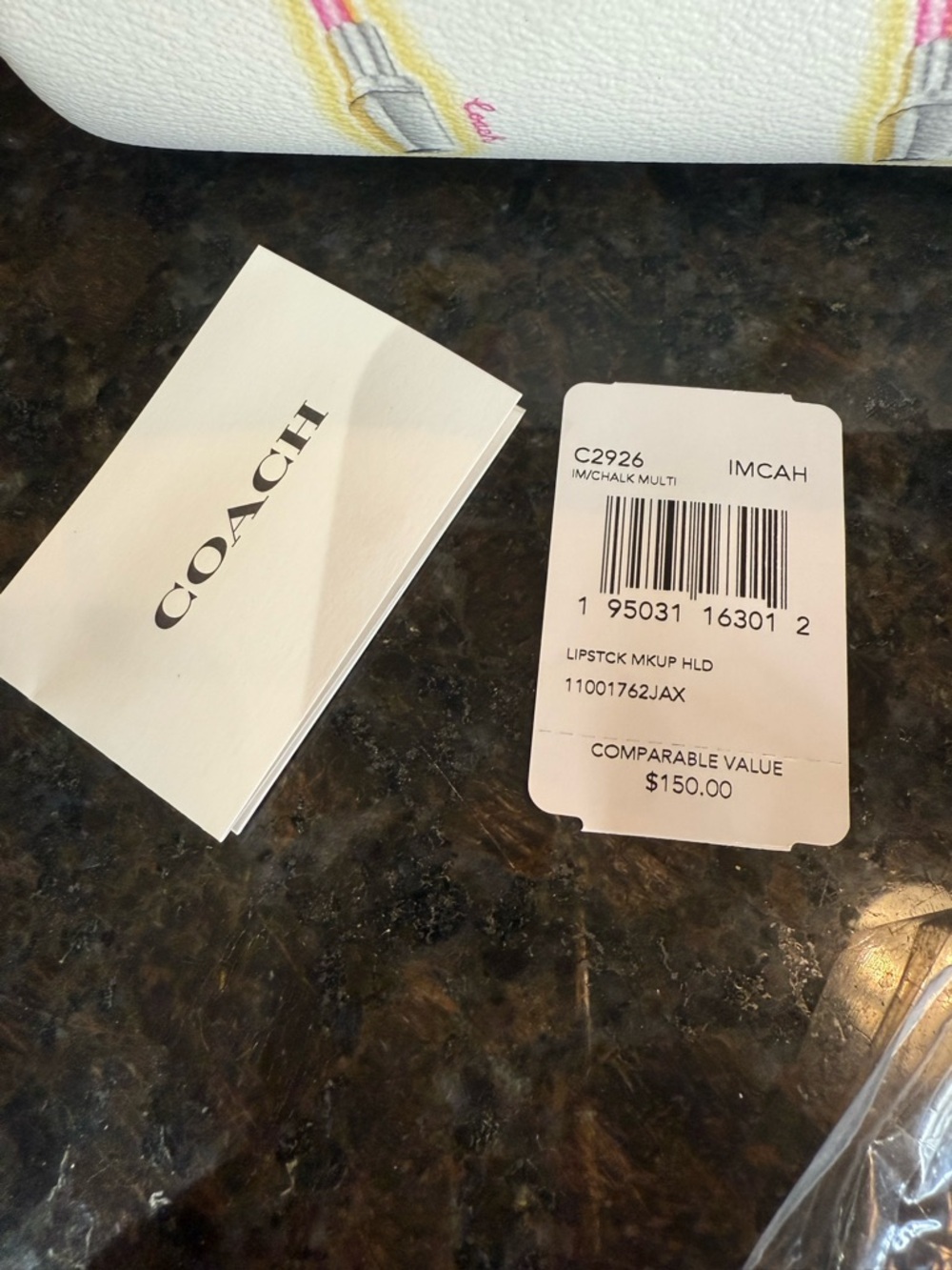 Coach Cream Make-up Bag with Pink Lipstick Motif - Picture 8 of 13